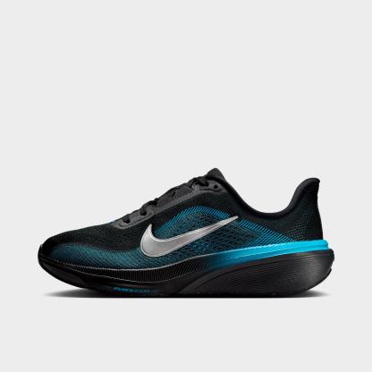 Big Kids' Nithtke Pegasus 42 Running Shoes - Black/Light Current Blue/Anthracite/Metallic Silver - Left shoe facing left. Outside of the shoe.