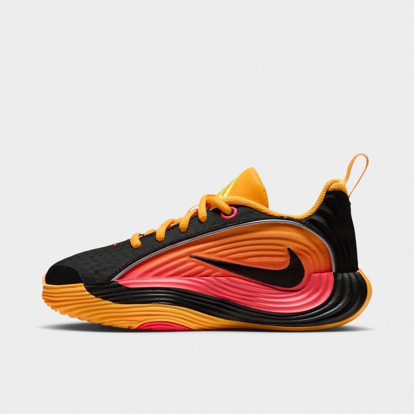 Little Kids' Nithtke Giannis Immortality 5 Basketball Shoes - Laser Crimson/Laser Orange/Black/Metallic Silver - Left shoe facing left. Outside of the shoe.