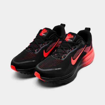 Men's Nithtke Vomero 18 Running Shoes - Part 2 - Black/Bright Crimson/University Red - Both shoes facing left