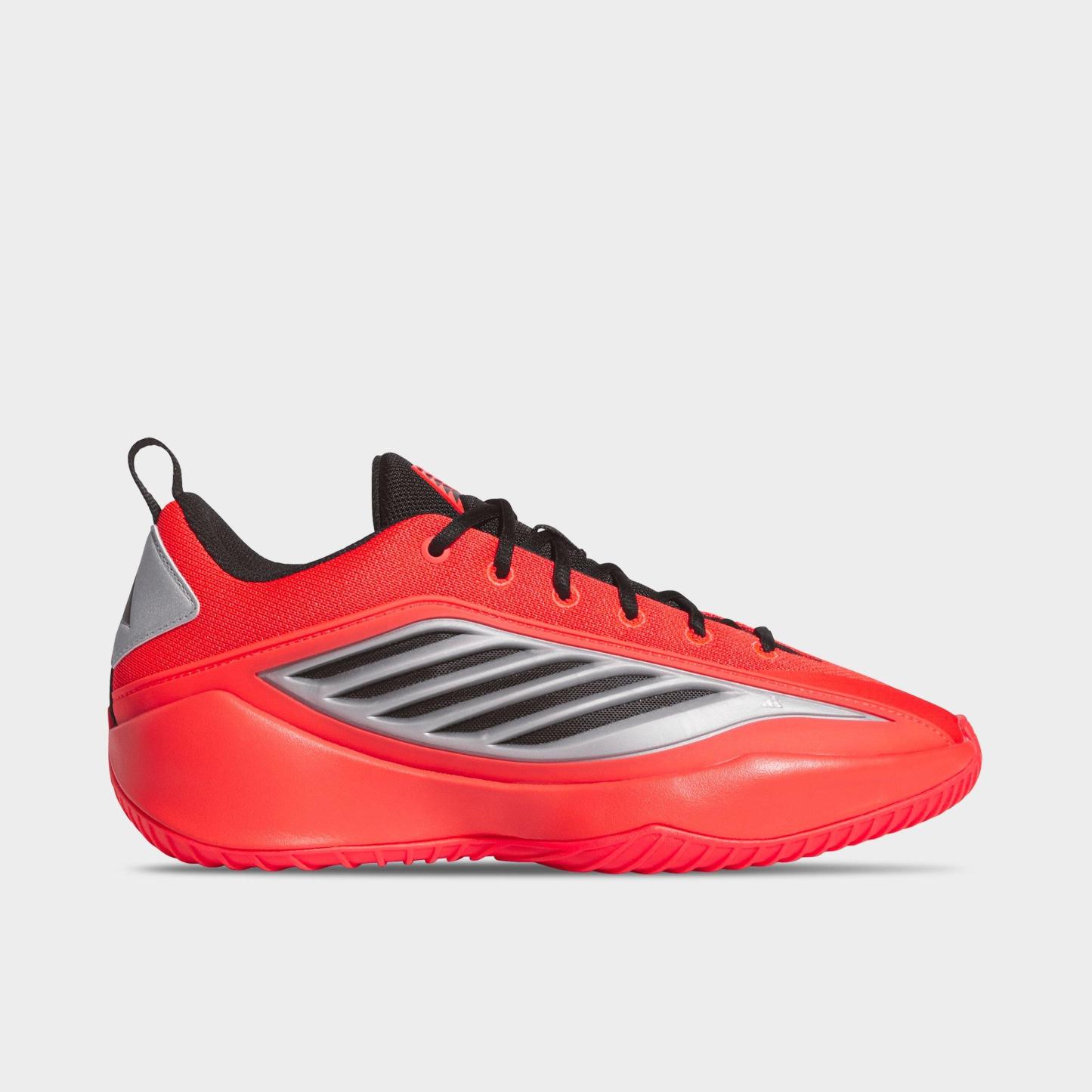 Men's adidas Believe That 1 Basketball Shoes - Pure Ruby/Core Black/White - Left shoe facing left. Outside of the shoe.