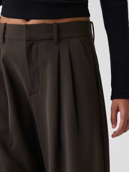 365 High Rise Pleated Trousers - Deep woods green