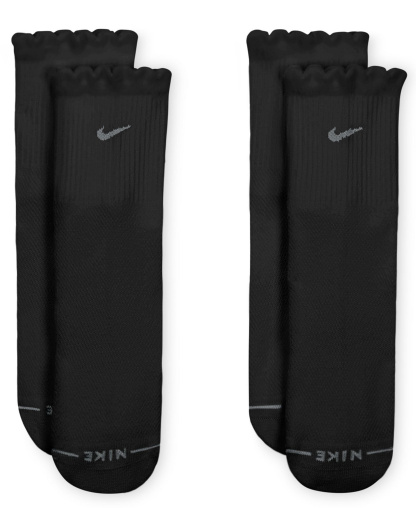 Nike Women's Scalloped Everyday Elevated Crew Socks, 2-Pack - Black