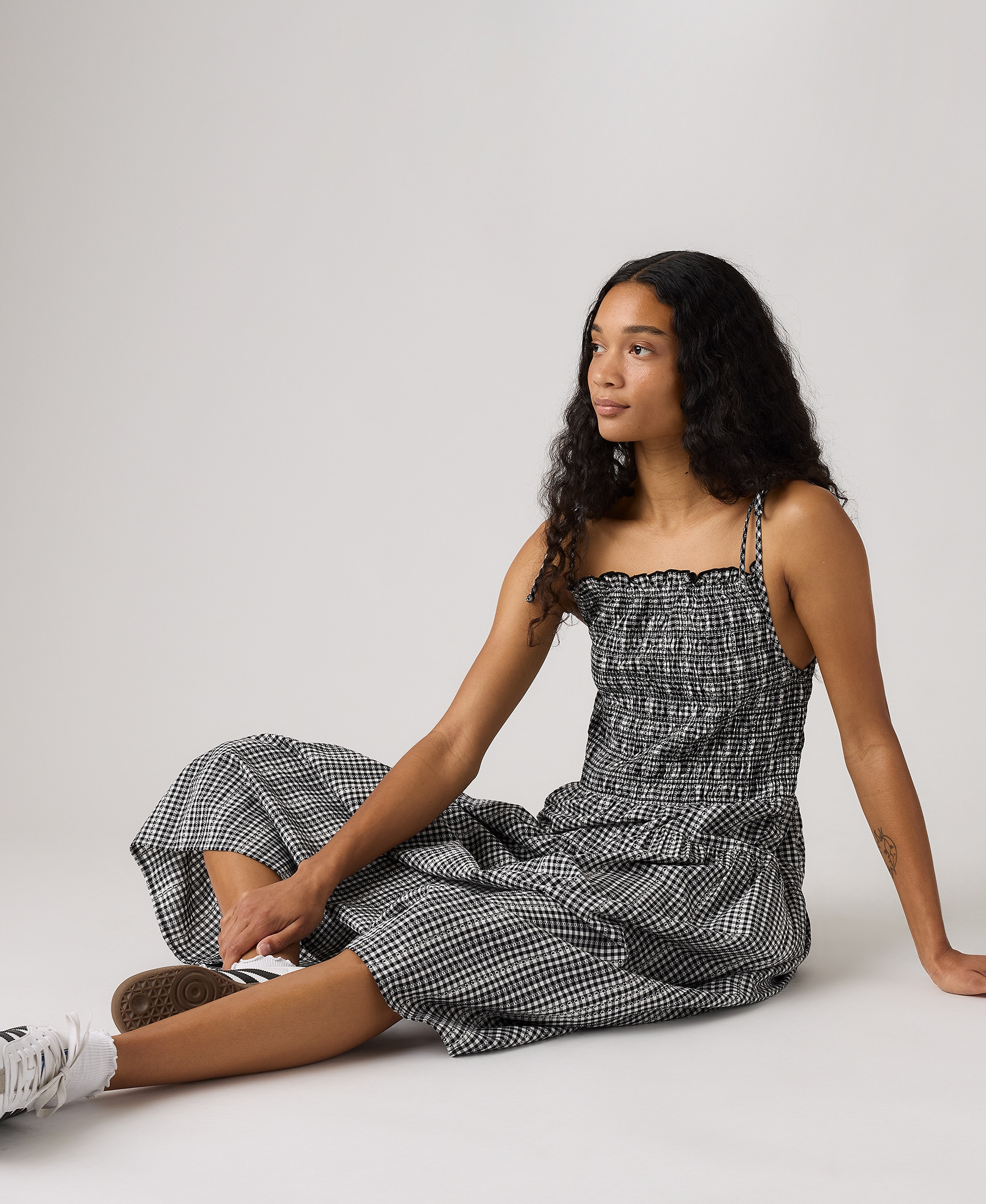 Levi's Premium Women's Monaco Square Neck Sundress - Springtime Dobby Gingham Black And White