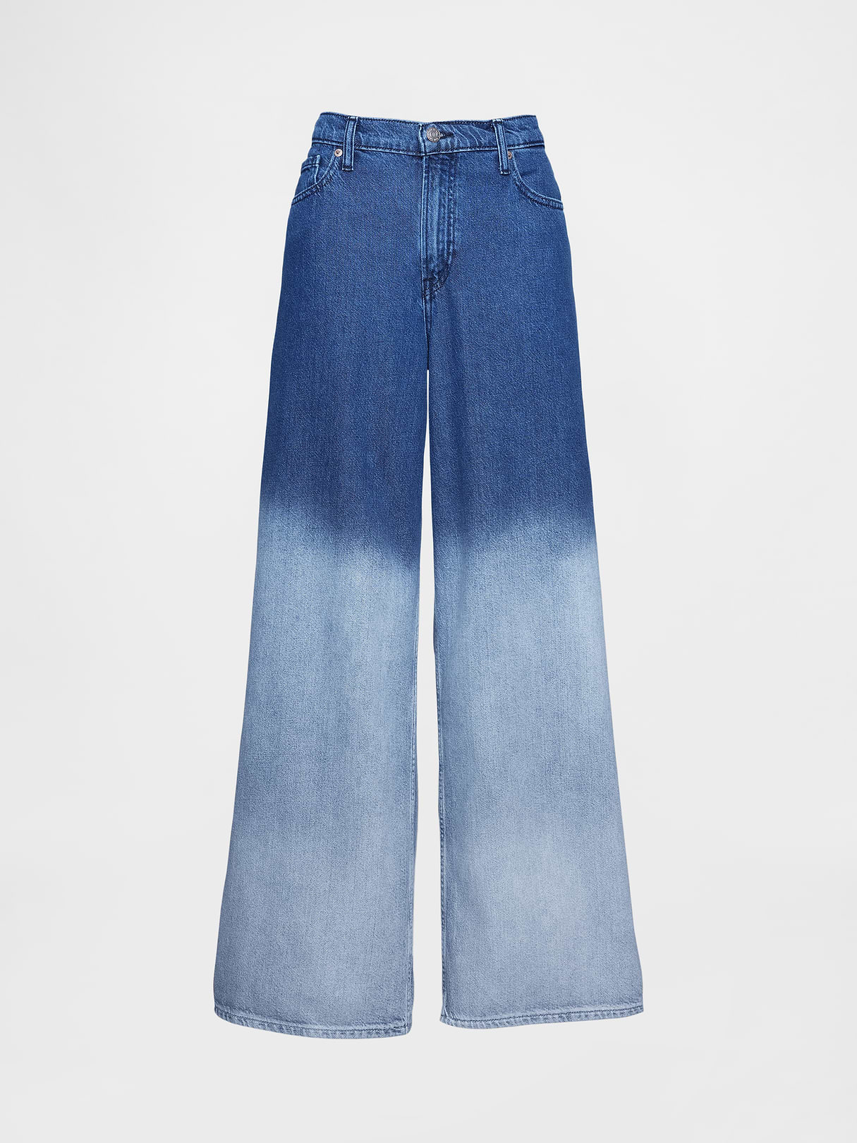 Mid Rise Denim Stripe Baggy Jeans - Ombré indigo