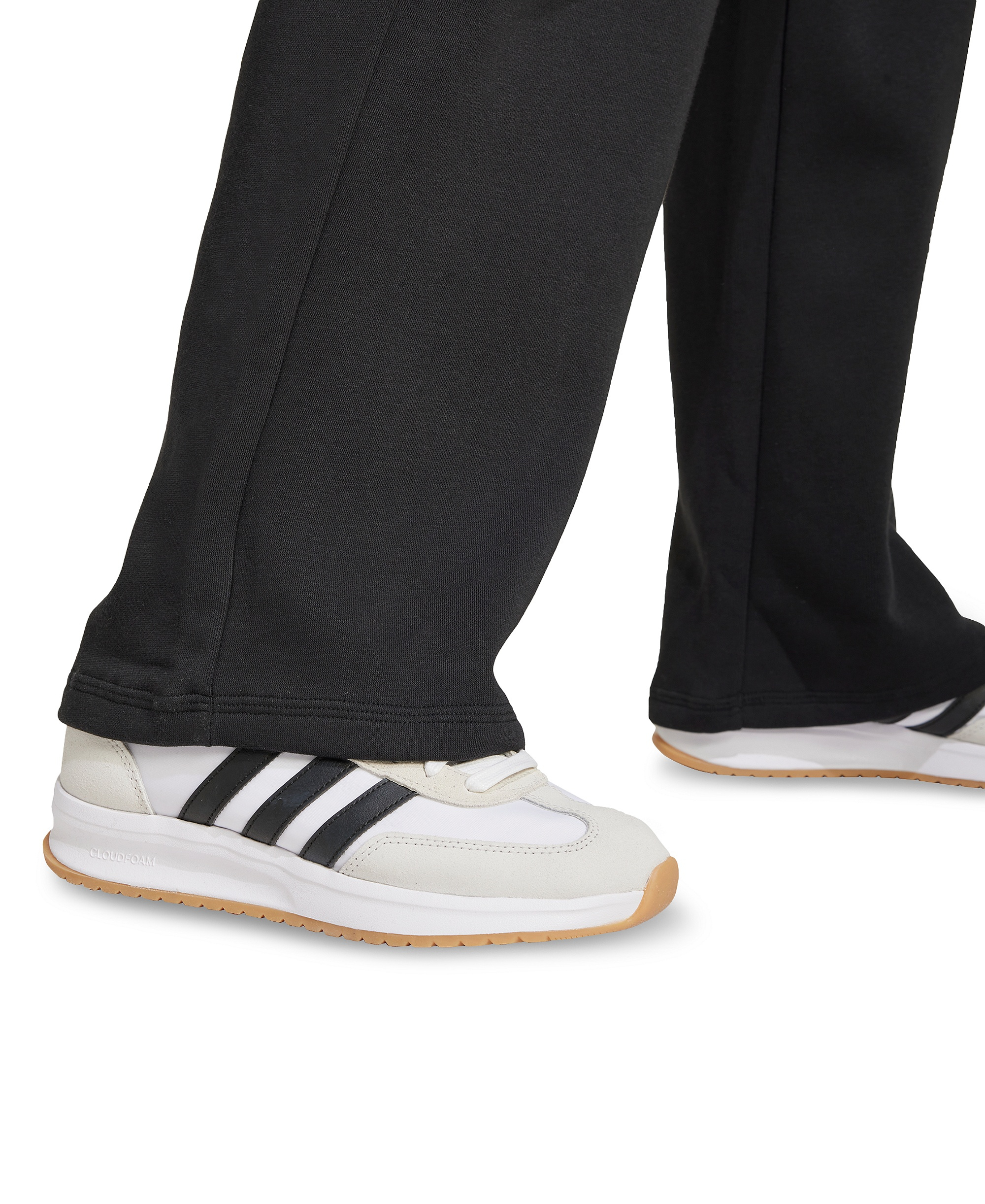 adidas Women's Essentials Small Logo Feel Cozy Open Hem Pants - Black/White