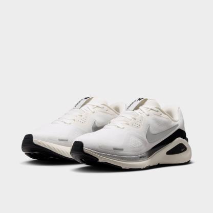Women's Nithtke Structure 26 Running Shoes - Summit White/Anthracite/Sail/Metallic Silver - Both shoes facing left