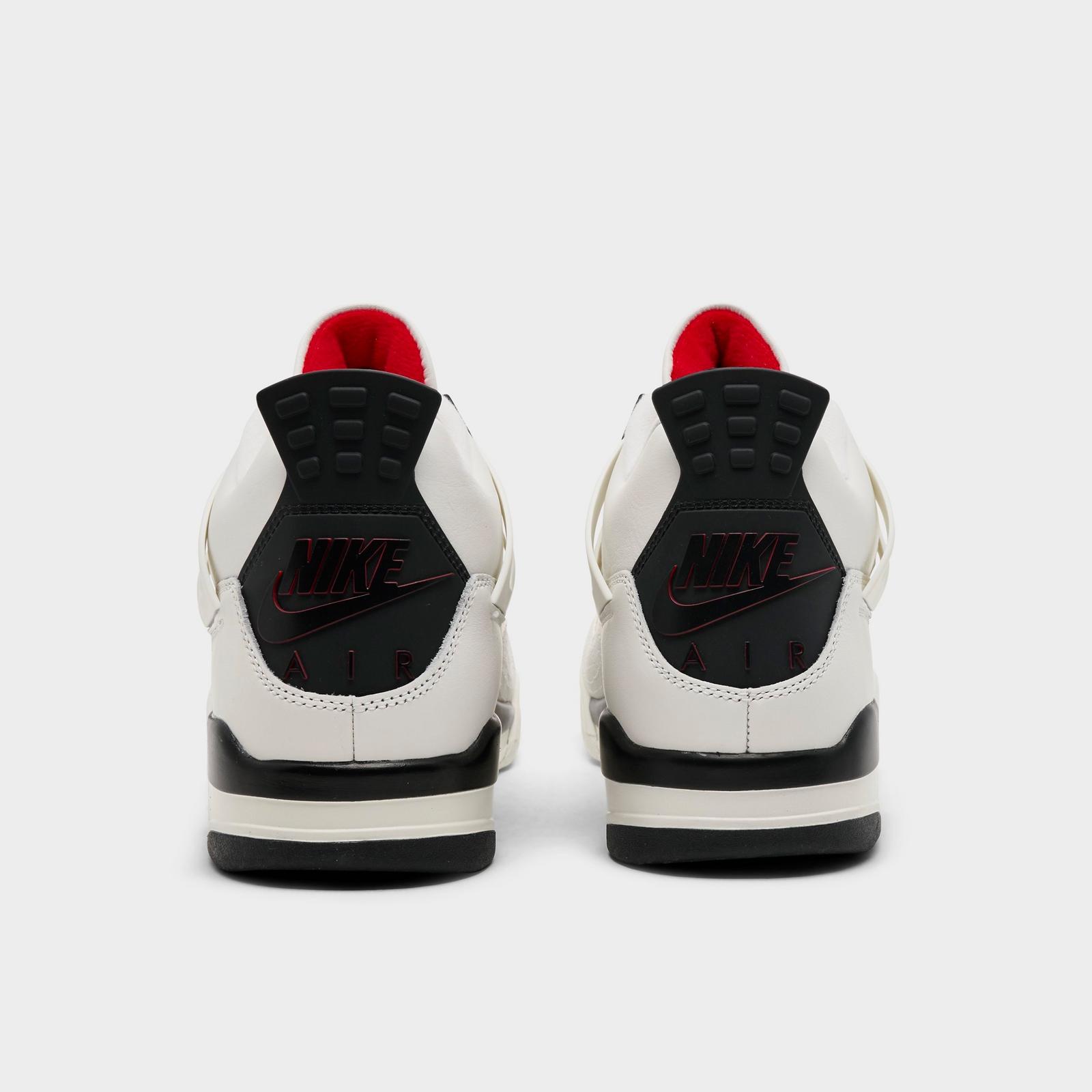 Men's Air Jordan Retro 4 Basketball Shoes - Sail/University Red/Black - view 4