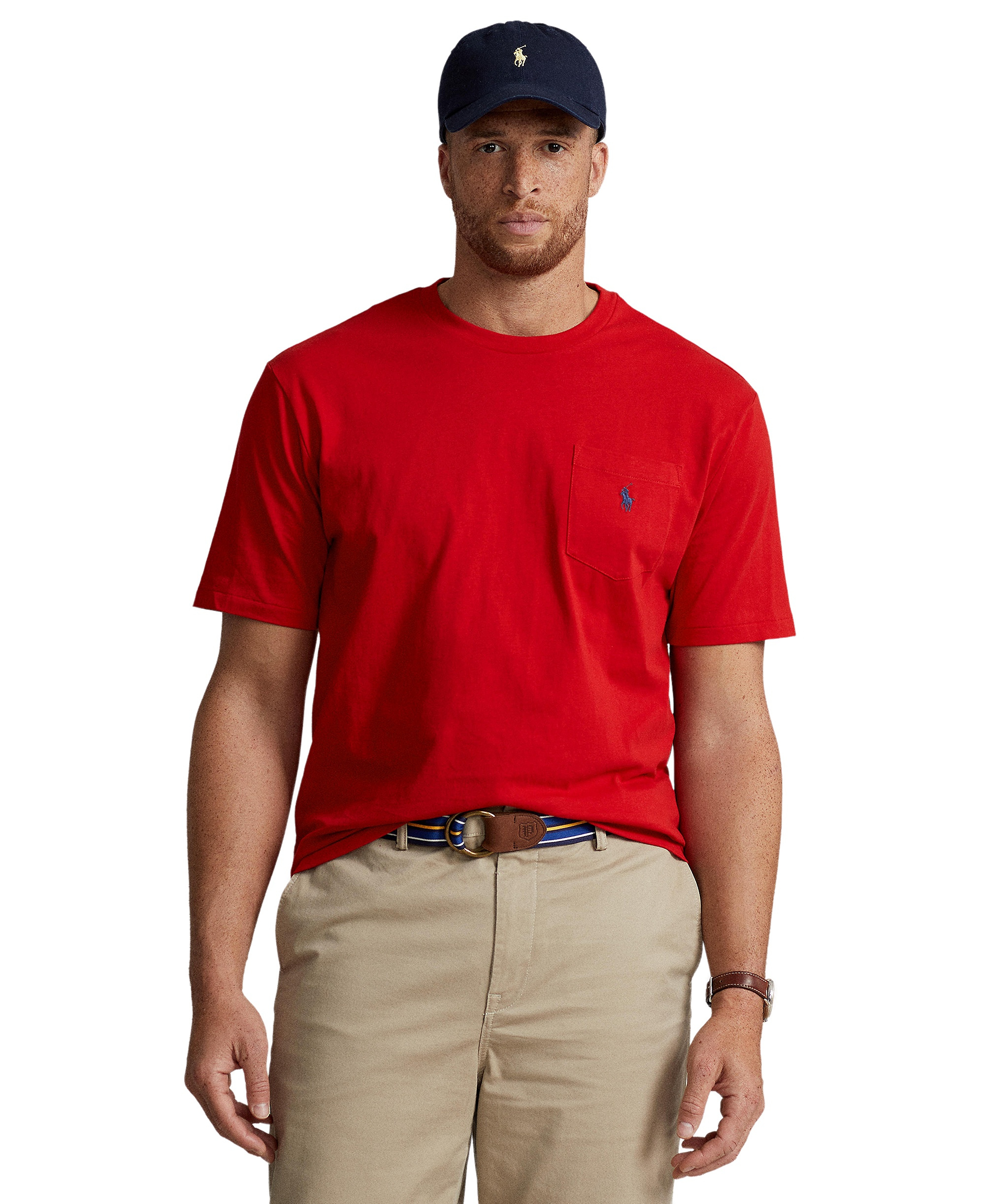 Polo Ralph Lauren Men's Big & Tall Crew-Neck Pocket T-Shirt - Red/Black