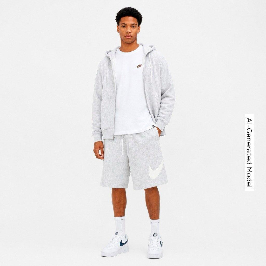 Men's Nithtke Club Fleece Swoosh Graphic Shorts - Birch Heather/White/White