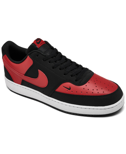 Nike Men's Court Vision Low Casual Sneakers from Finish Line - Black, University Red