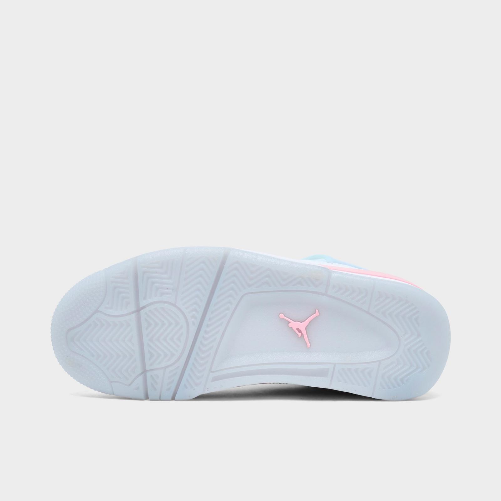 Girls' Big Kids' Air Jordan Retro 4 Basketball Shoes - White/Medium Soft Pink/Half Blue/Vapor Green - view 6