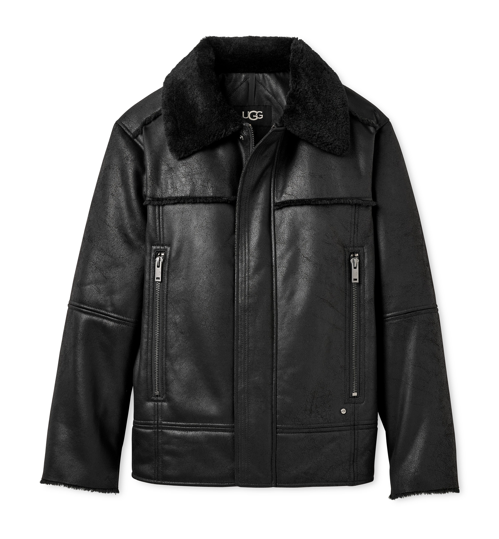 UGG® Men's Thayden Luxefluff Fleece Lined Faux Leather Jacket - Black