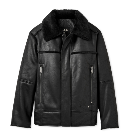 UGG® Men's Thayden Luxefluff Fleece Lined Faux Leather Jacket - Black