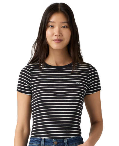 Levi's Women's Hayes Slim-Fit Short-Sleeve Crewneck T-Shirt - Gemini Stripe Anthracite Night