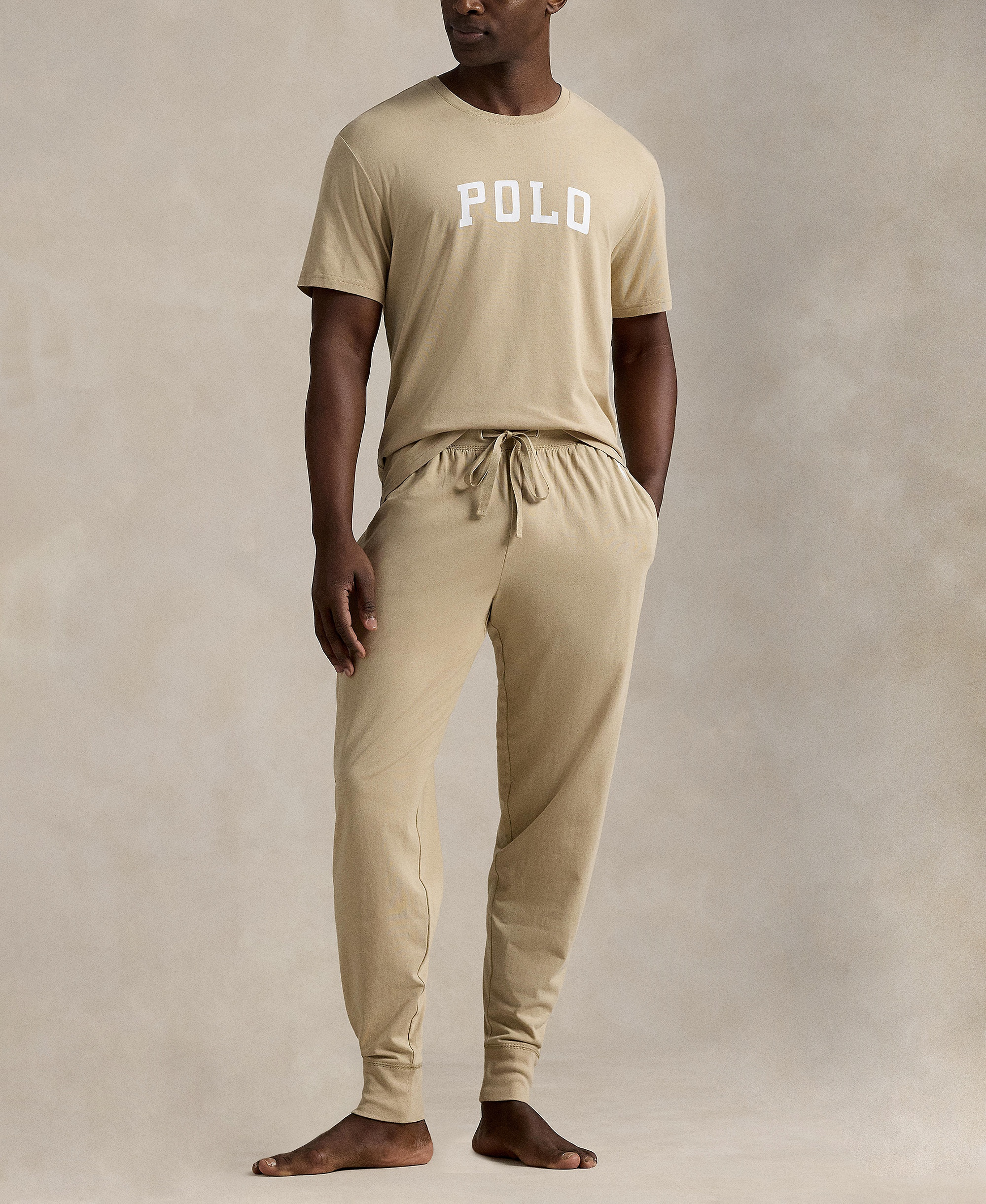 Polo Ralph Lauren Men's Crewneck Pajama T-Shirt - Classic Khaki/White Logo
