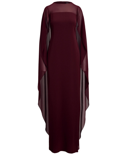 Lauren Ralph Lauren Women's Cape Georgette Gown - Dark Garnet