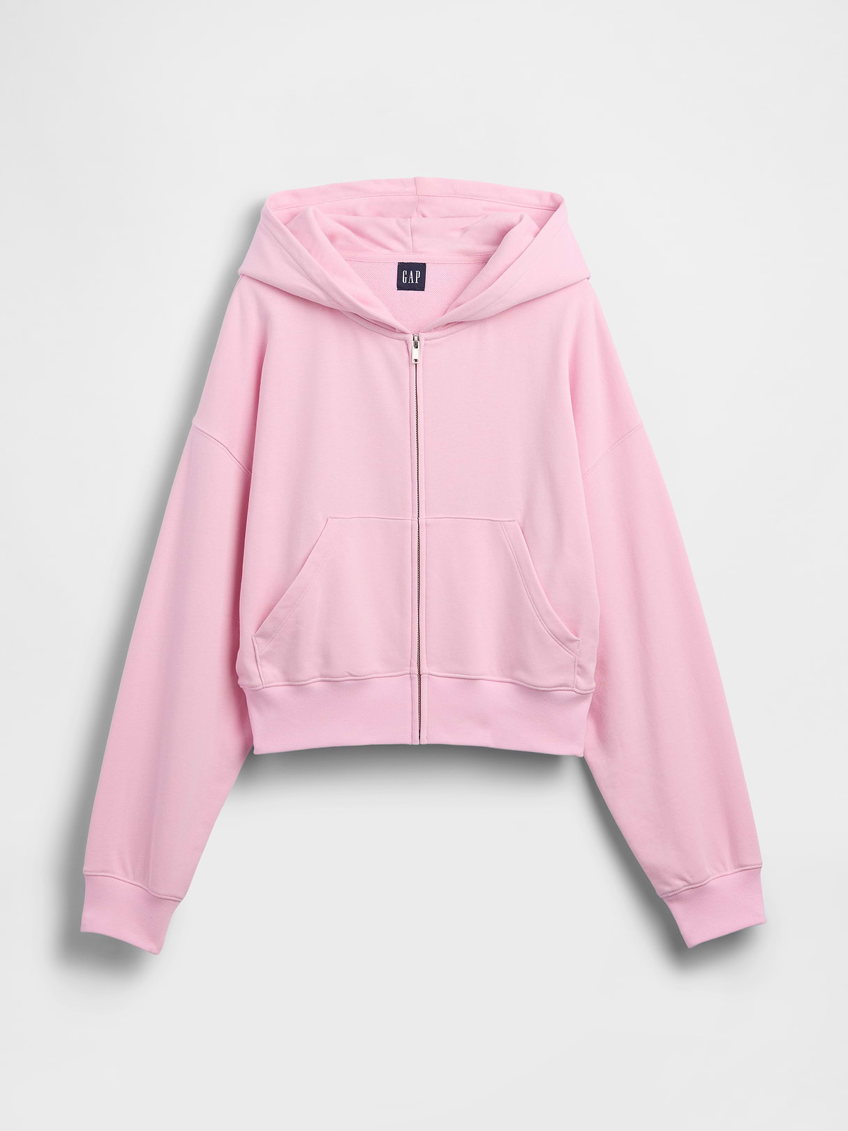 VintageSoft Terry Oversized Wedge Zip Hoodie - Light pink