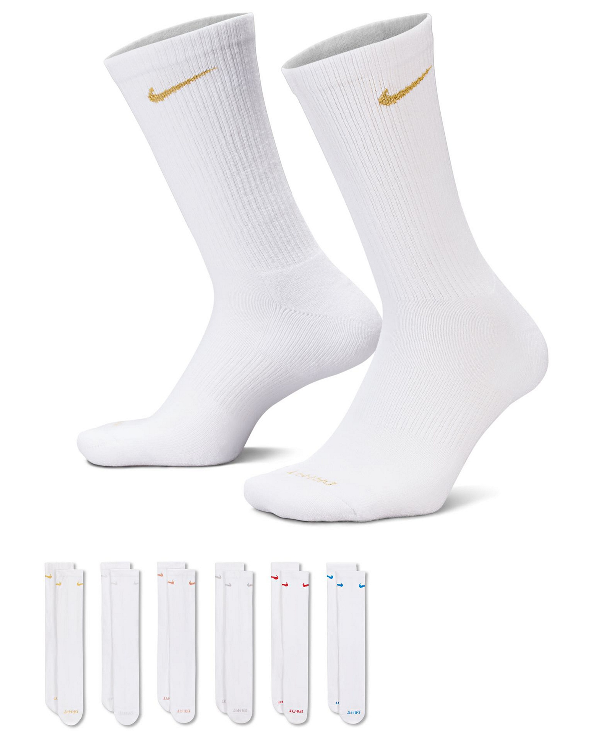 Nike Unisex Everyday Plus Cushioned Training Crew Socks, 6-Pack - White Multi