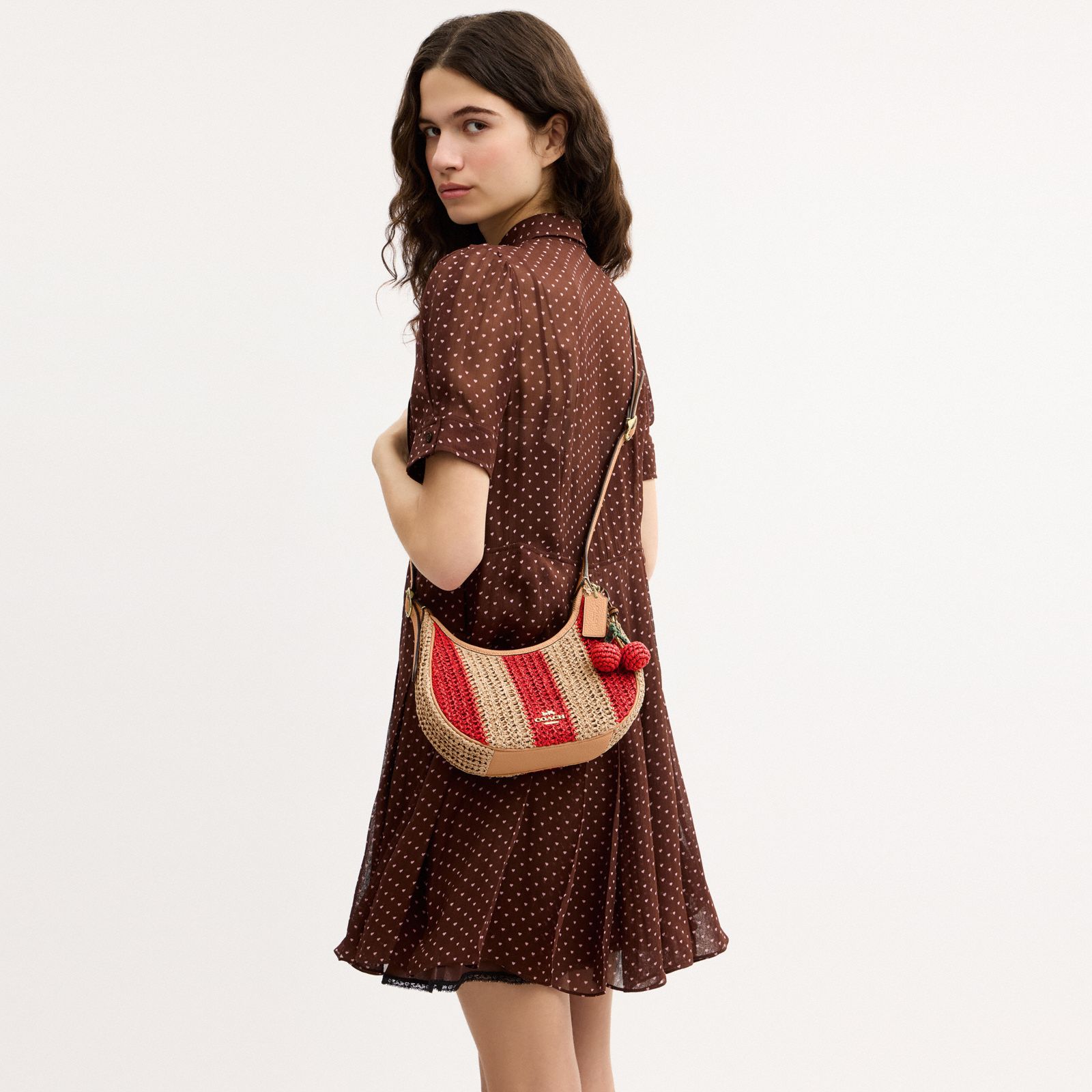 Emily Shoulder Bag With Charm - Gold/Red/Tan - view 3