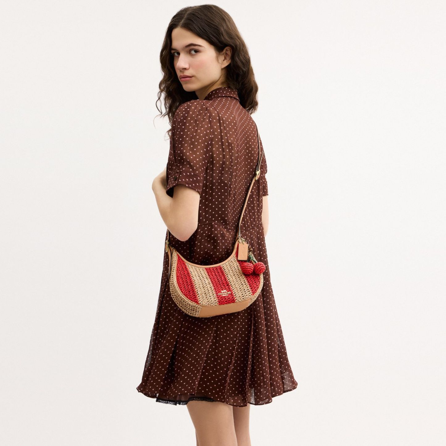 Emily Shoulder Bag With Charm - Gold/Red/Tan - view 3