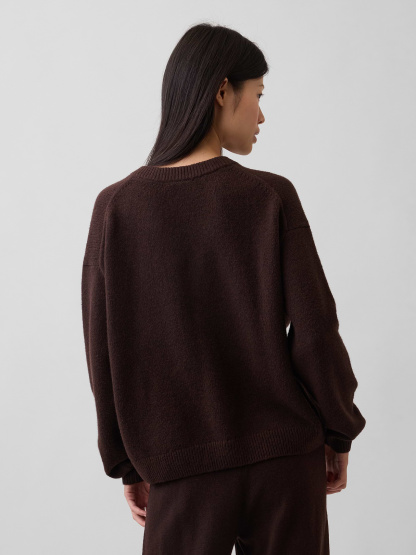 CashSoft Oversized V-Neck Sweater - Terra brown