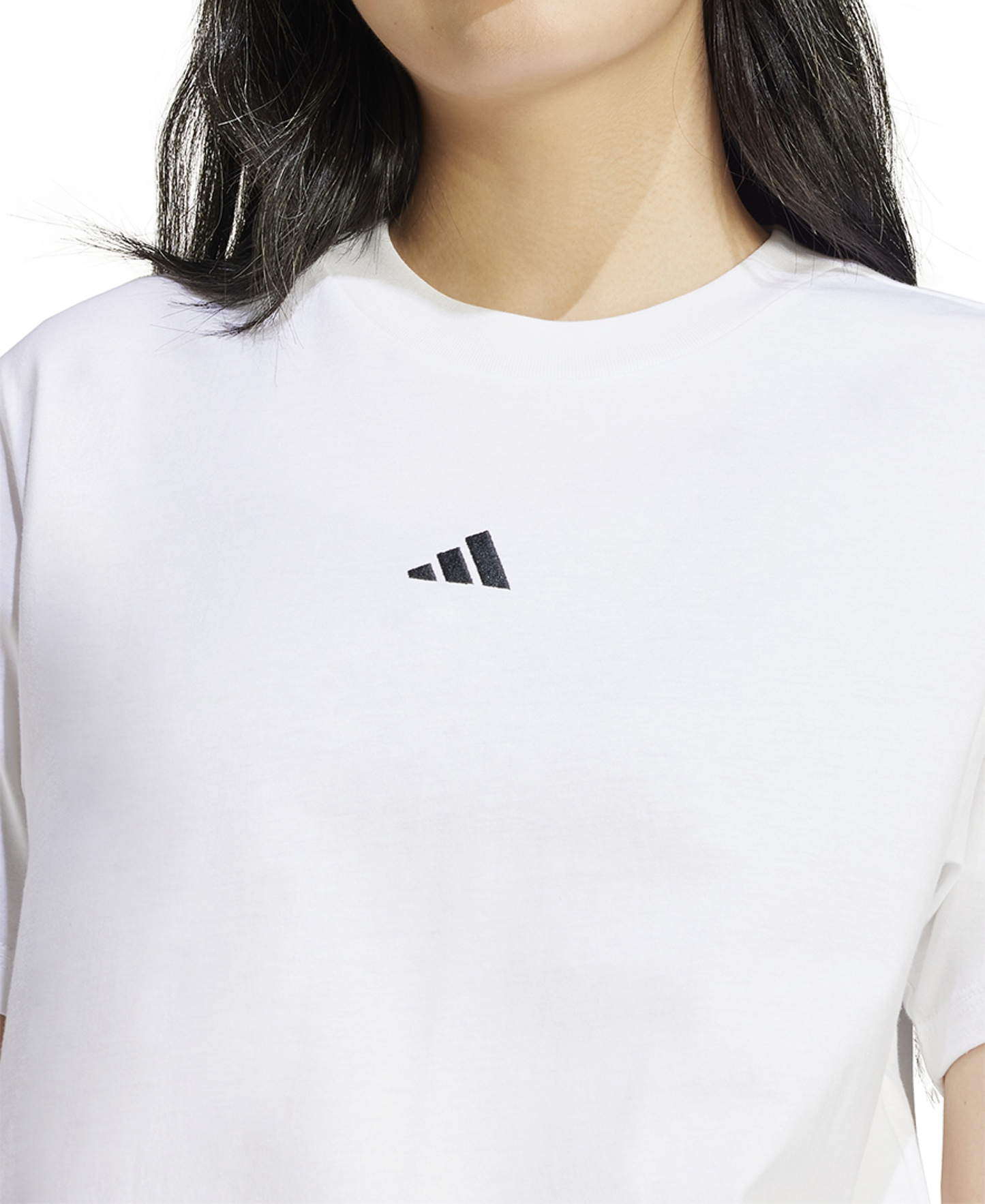 adidas Women's Short-Sleeve Cotton Crewneck Logo T-Shirt - White/black