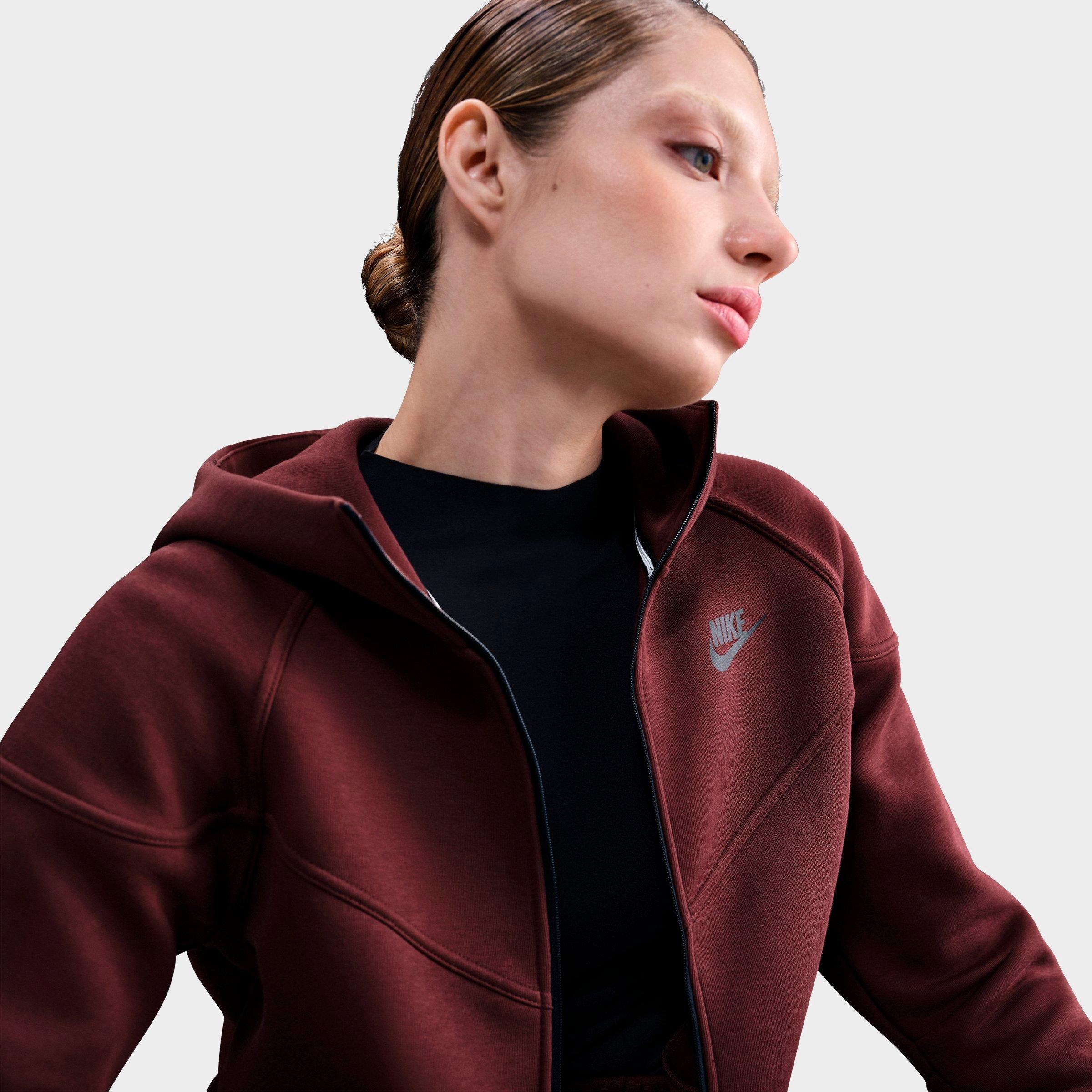 Women's Nithtke Sportswear Tech Fleece Windrunner Full-Zip Hoodie - Burgundy Crush/Black