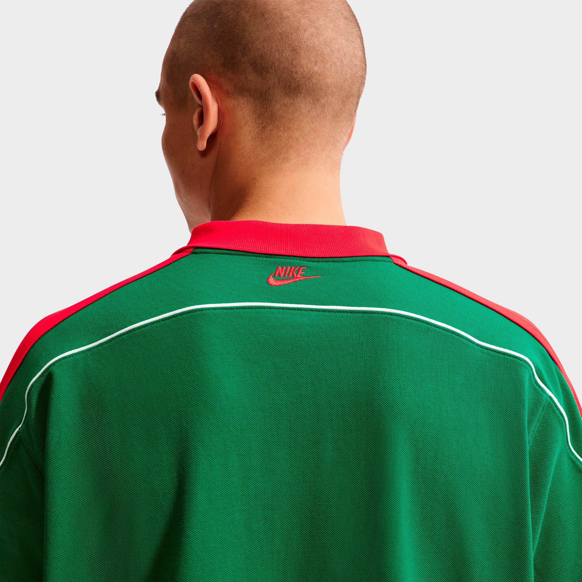 Men's Nithtke Sportswear Club Oversized Polo Shirt - Pine Green/University Red/Sail/University Red