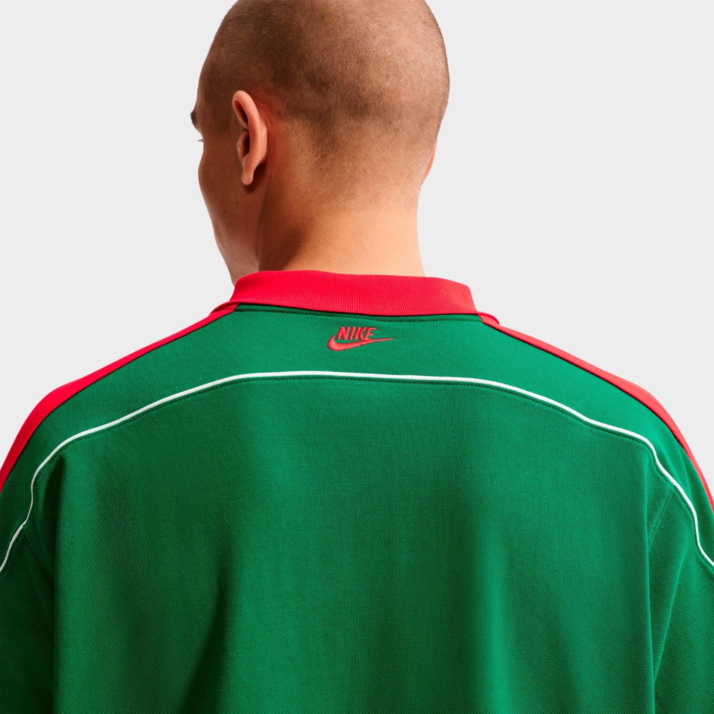 Men's Nithtke Sportswear Club Oversized Polo Shirt - Pine Green/University Red/Sail/University Red