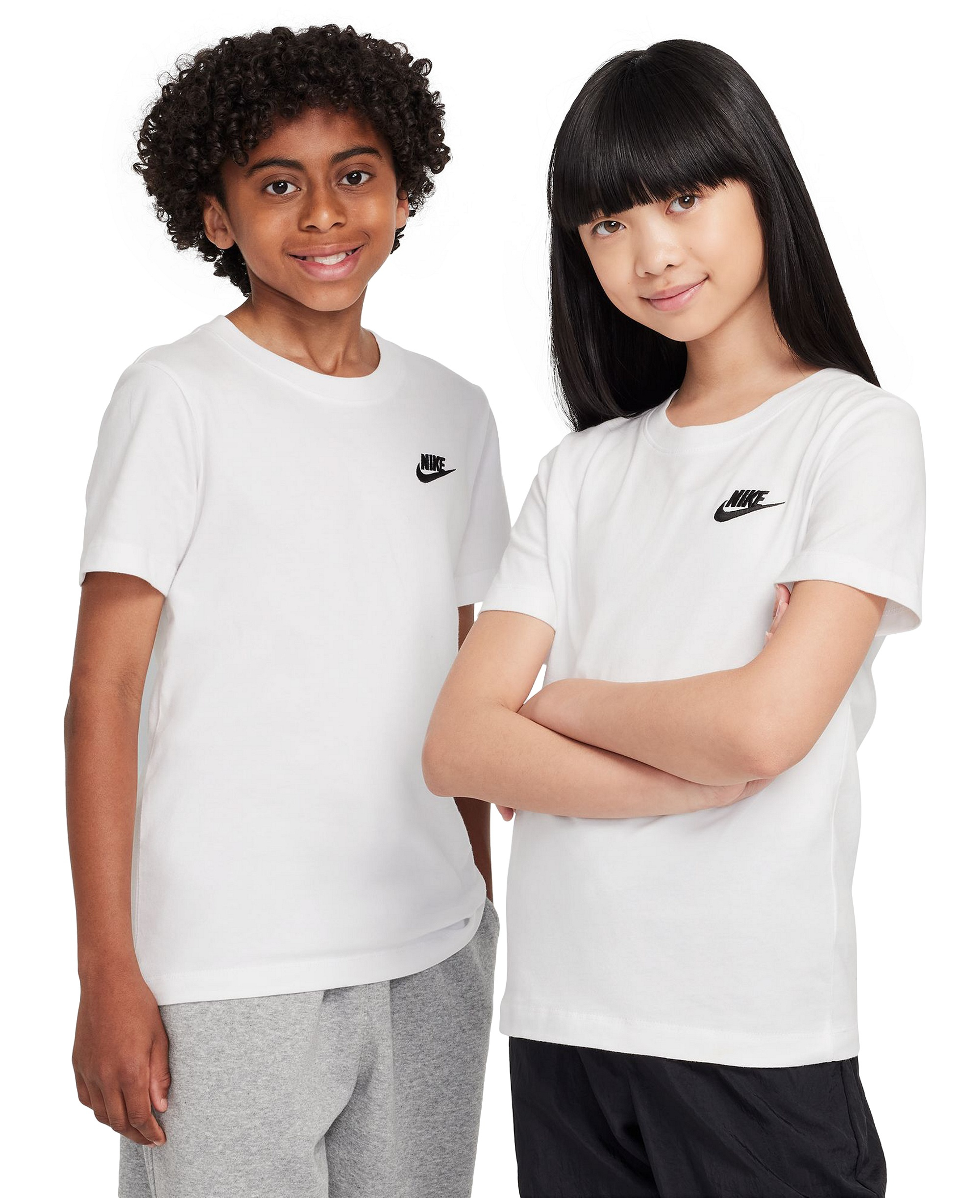 Nike Boys' and Girls' 6-20 Sportswear Embroidered Logo Graphic T-Shirt - White