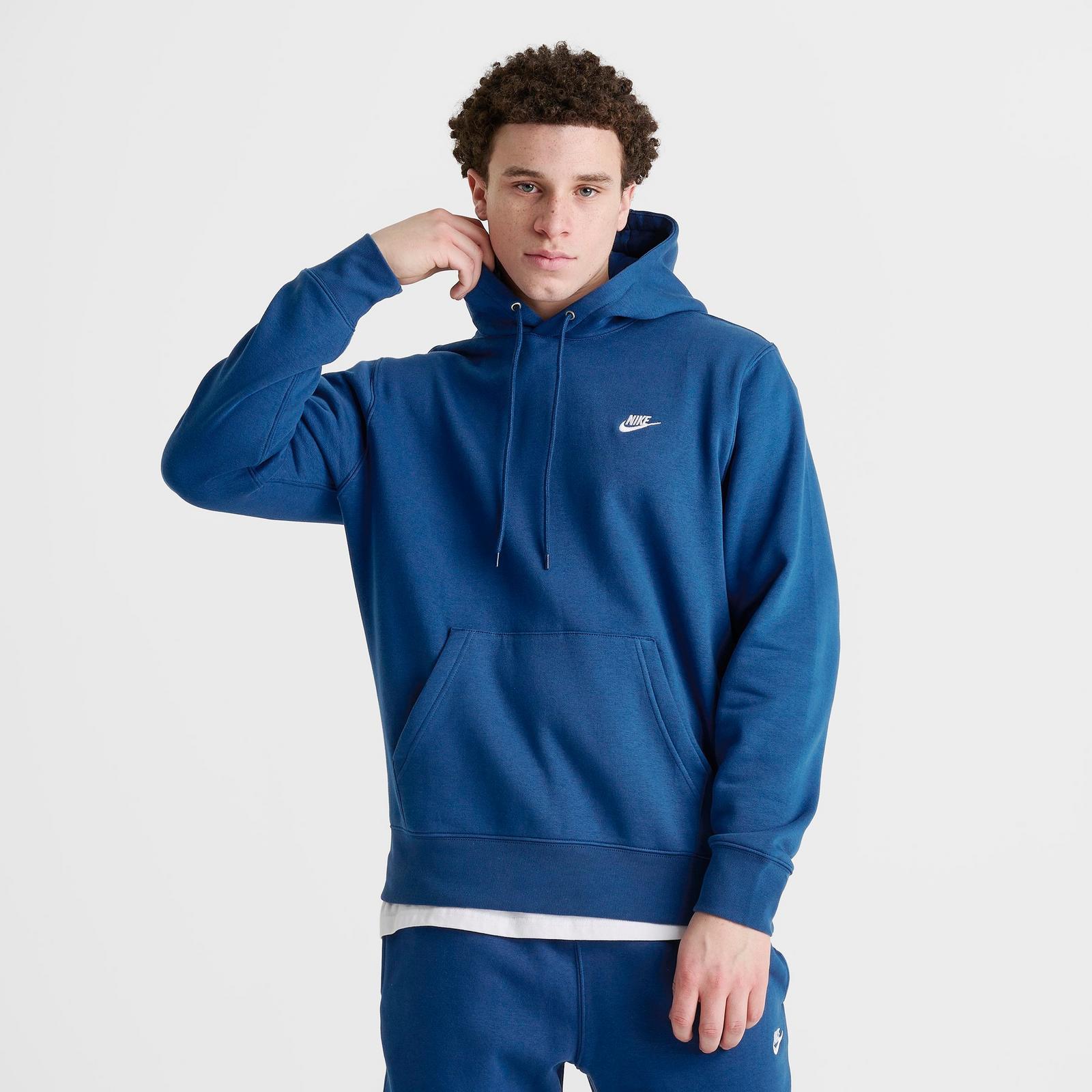 Men's Nike Club Fleece Premium Embroidered Pullover Hoodie - Court Blue/Court Blue (FN3859-477)