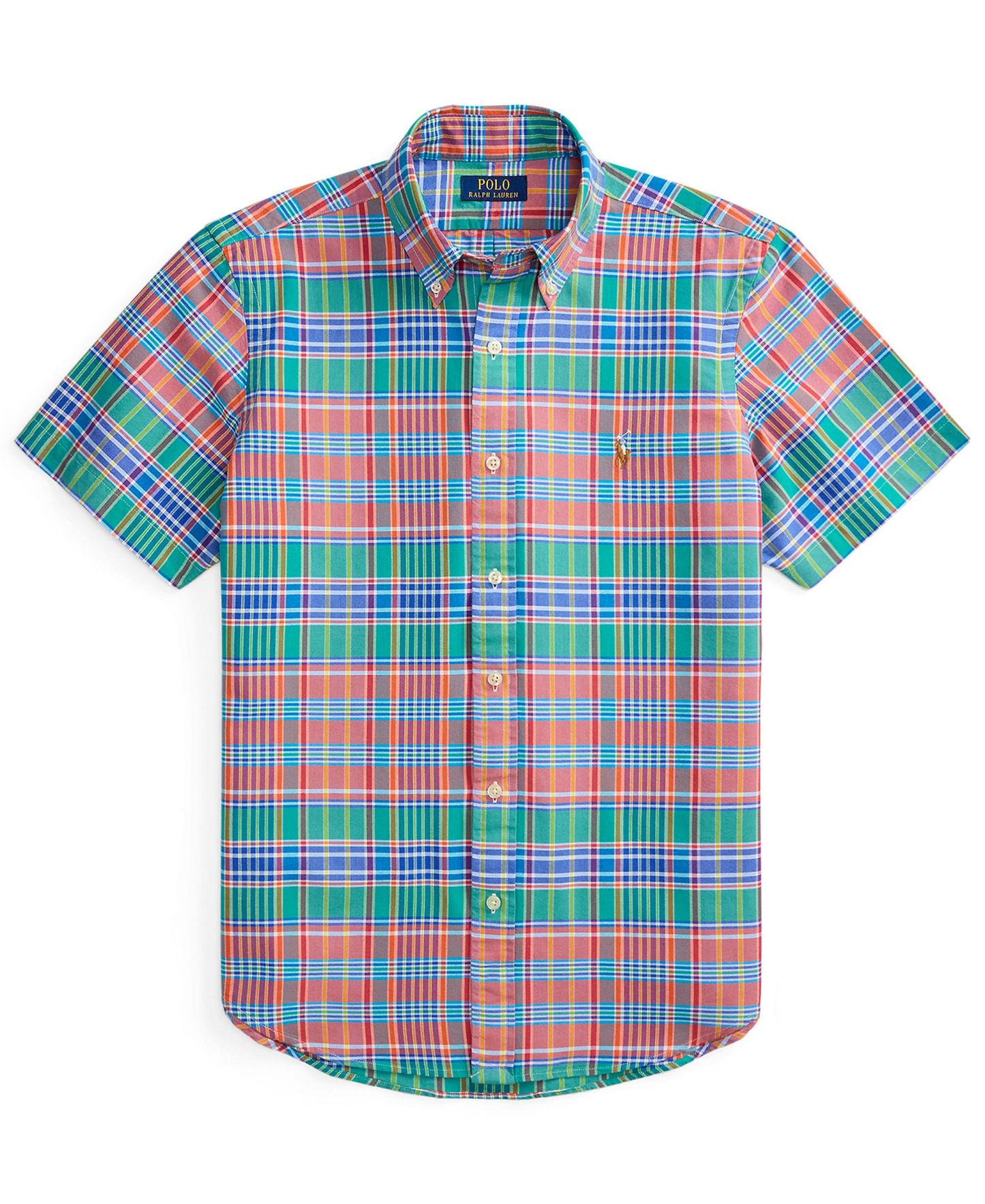 Polo Ralph Lauren Men's Classic-Fit Short-Sleeve Oxford Shirt - Melon Spa Royal Multi