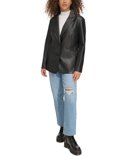 Levi's Women's Single-Breasted Faux-Leather Blazer - Black