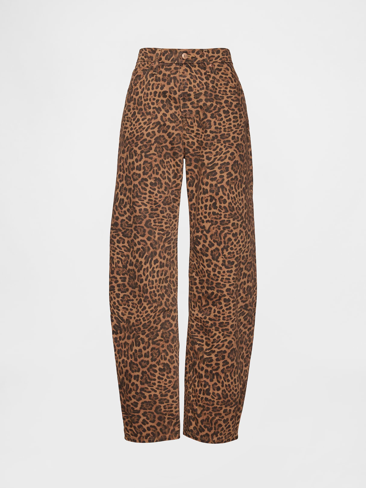 High Rise Barrel Jeans - Leopard brown