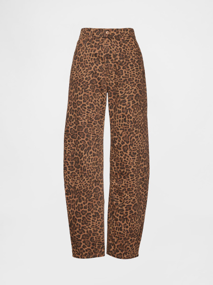 High Rise Barrel Jeans - Leopard brown