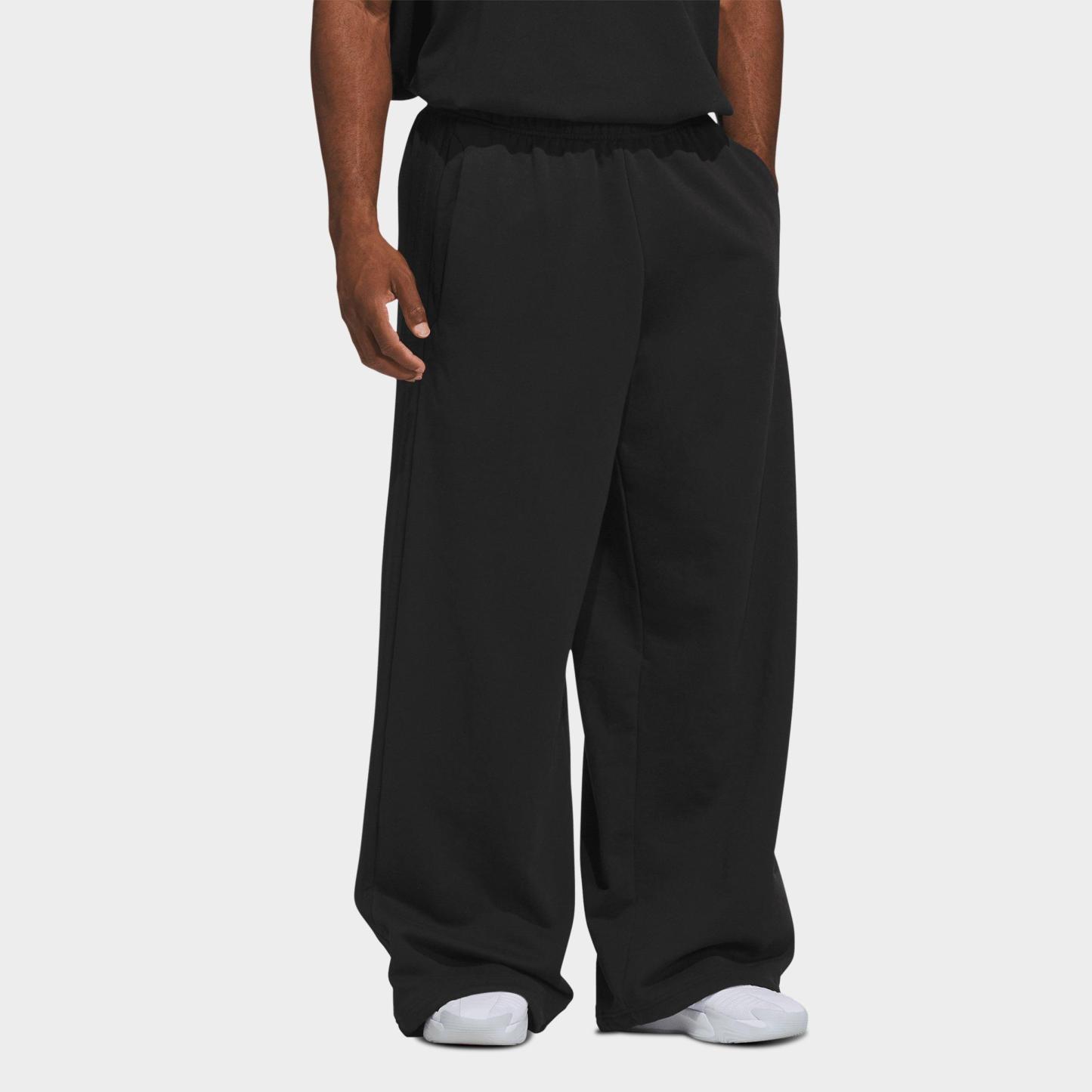 Men's adidas Basketball Fleece 3-Stripe Loose Sweatpants - Black