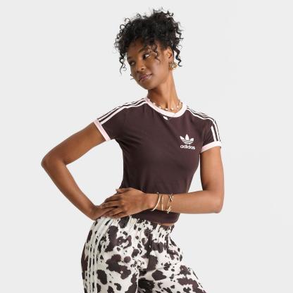 Women's adidas Originals adicolor 3-Stripes Baby T-Shirt - Aurora Coffee/Sandy Pink - view 1