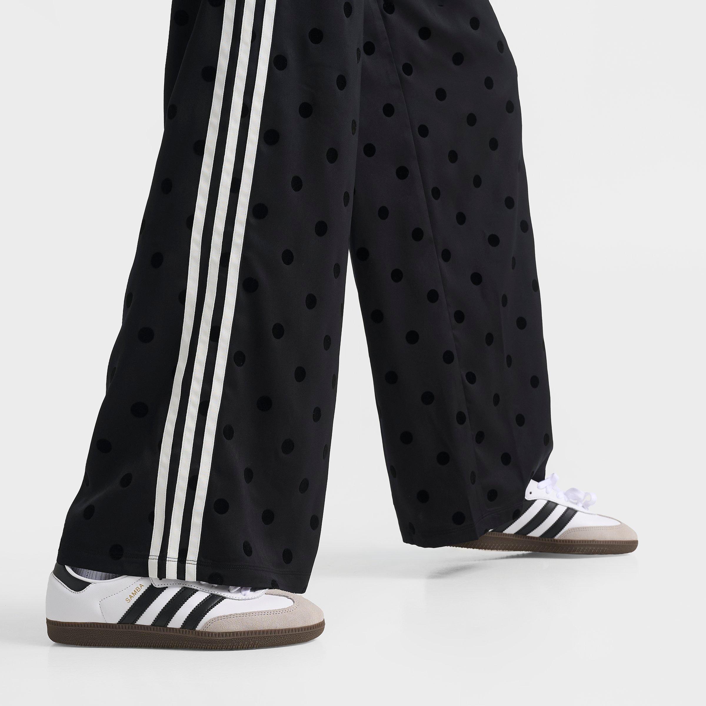 Women's adidas Originals Firebird Polka Dot Satin Wide-Leg Track Pants - Black