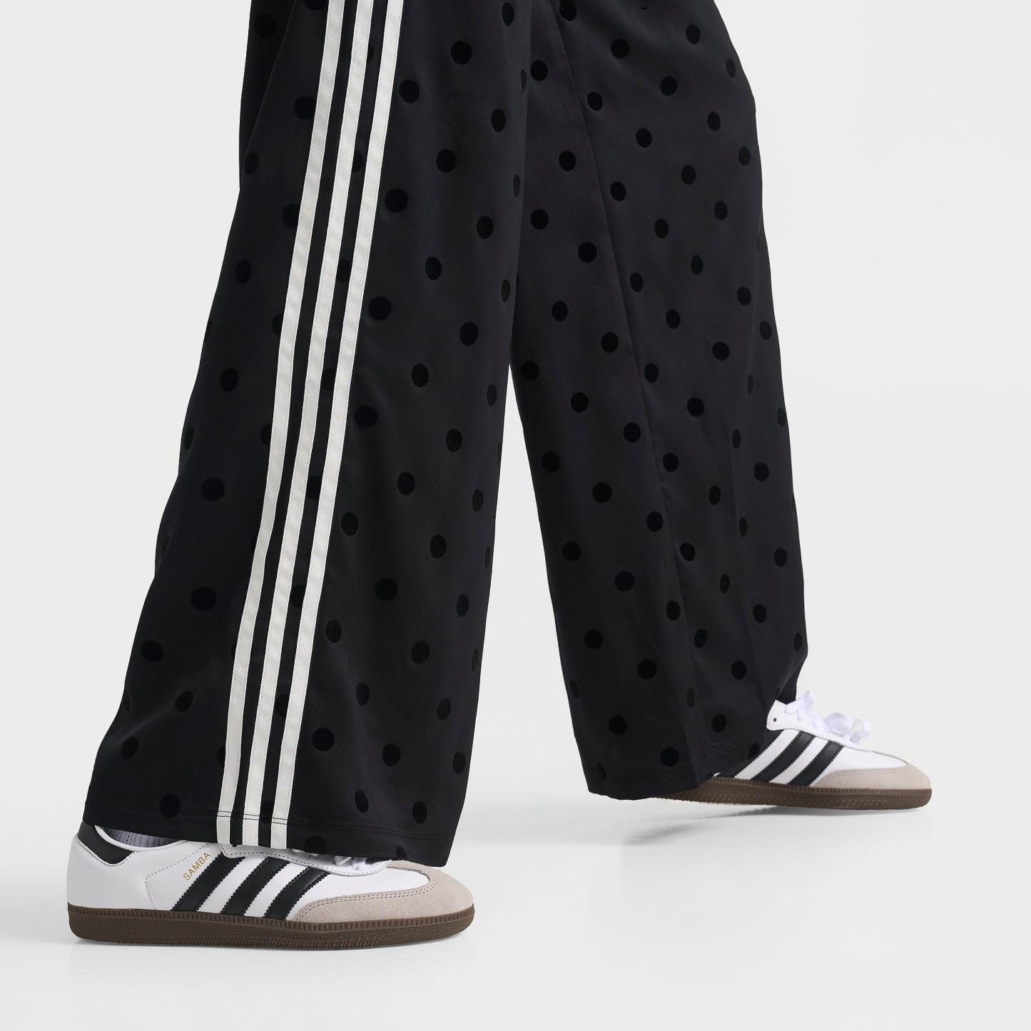 Women's adidas Originals Firebird Polka Dot Satin Wide-Leg Track Pants - Black