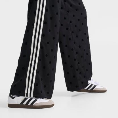 Women's adidas Originals Firebird Polka Dot Satin Wide-Leg Track Pants - Black