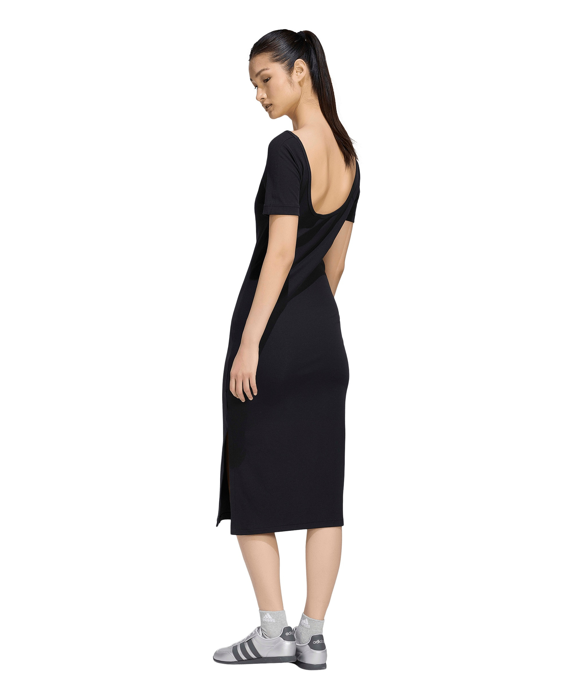 adidas Women's Logo Ribbed Dress - Black