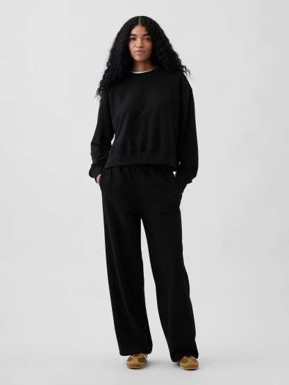 VintageSoft Terry Oversized Wedge Side-Slit Sweatshirt - Black