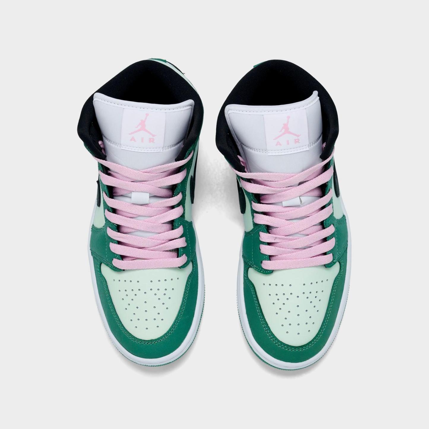 Women's Air Jordan Retro 1 Mid SE Casual Shoes - Dutch Green/Black/Barely Green/Arctic Pink - view 5
