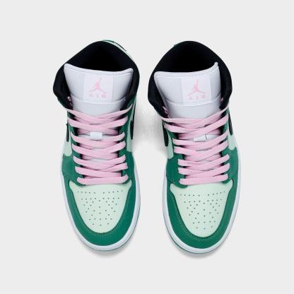 Women's Air Jordan Retro 1 Mid SE Casual Shoes - Dutch Green/Black/Barely Green/Arctic Pink - view 5