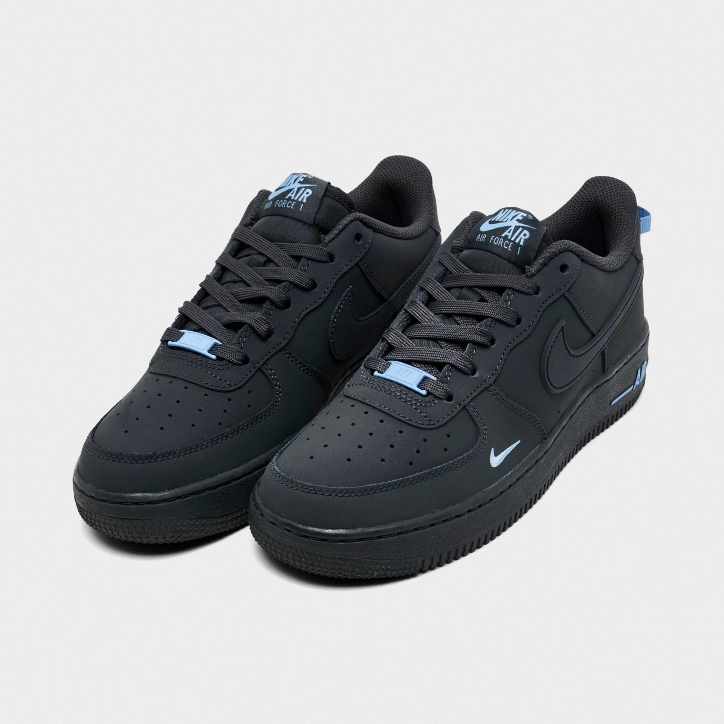 Big Kids' Nithtke Air Force 1 Low Casual Shoes - Black/Football Blue - Both shoes facing left