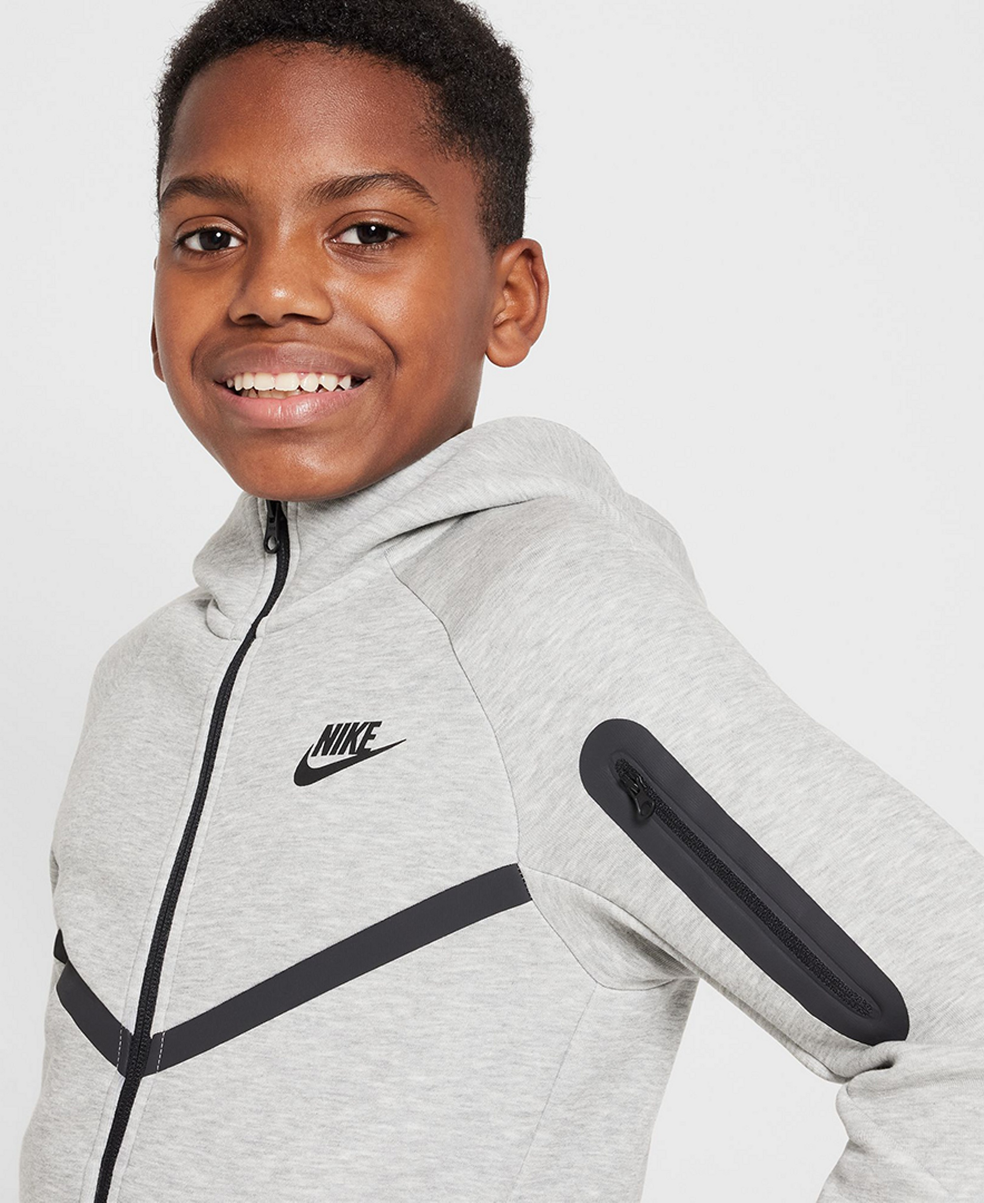 Nike Boys' and Girls' 7-20 Sportswear Tech Fleece Full-Zip Hoodie - Dark Gray Heather