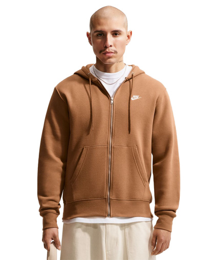 Nike Men's Full-Zip Fleece Regular-Fit Hoodie - Ale Brown/White