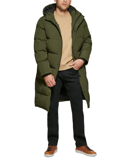 Levi's Men's Quilted Extra Long Parka Jacket - Olive