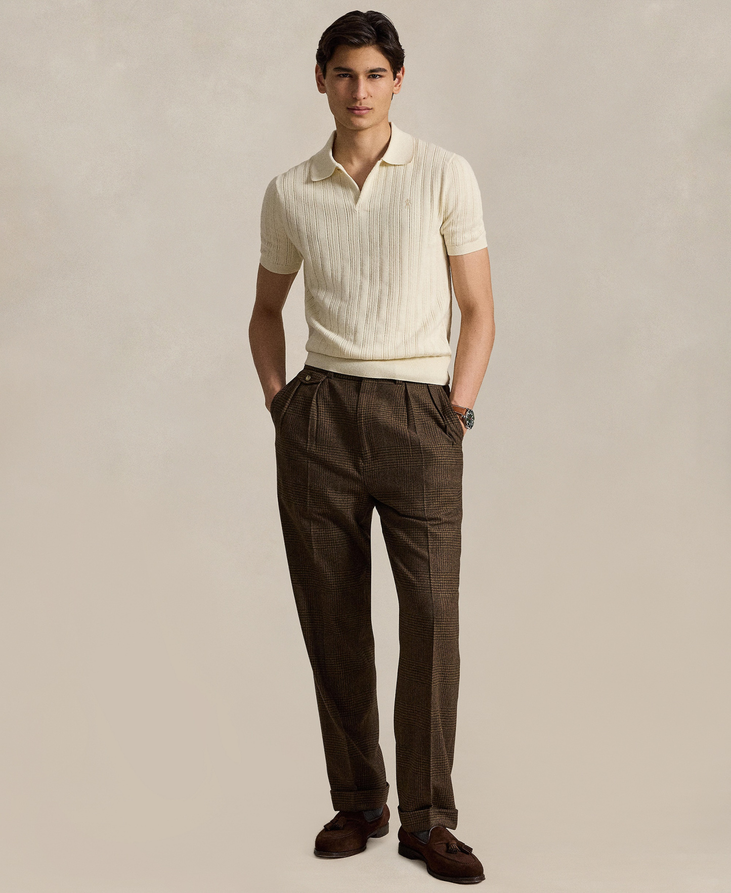 Polo Ralph Lauren Men's Textured Cotton Polo Shirt - Andover Cream