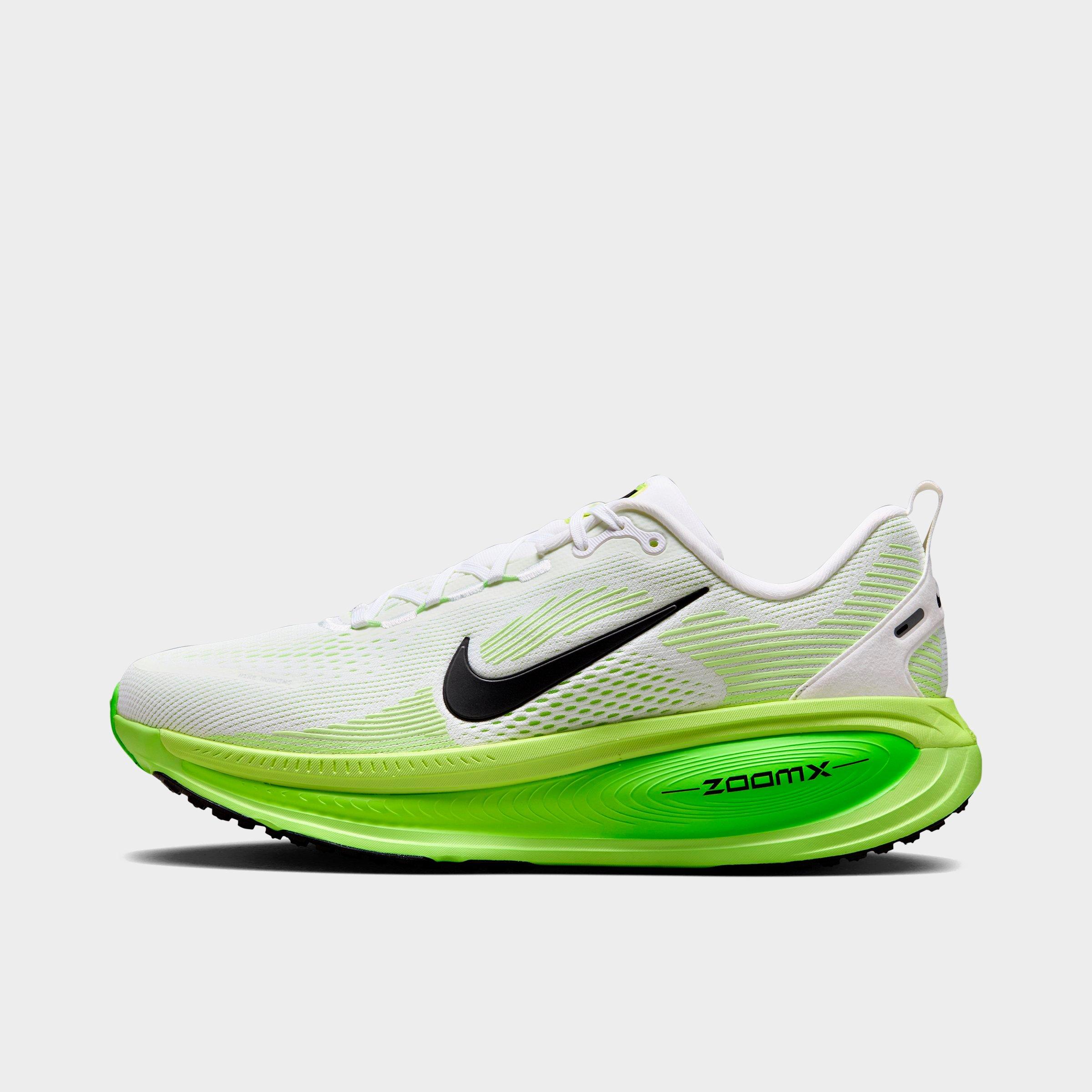 Men's Nithtke Vomero 18 Running Shoes - Part 2 - White/Electric Green/Volt/Black - Left shoe facing left. Outside of the shoe.